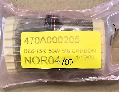 15K Ohm 1/2 Watt 5% Carbon Composite Resistor (100 Piece Lot) • $9.98