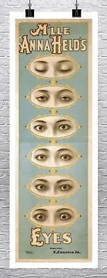 Magician Eyes Vintage Anna Held Magic Poster Rolled Paper Giclee Print 13x37 In • $40.62