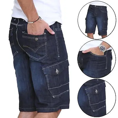 £9.99 • Buy Lee Cooper Mens Denim Cargo Long Knee Length Shorts Cargo Combat Jeans Pants
