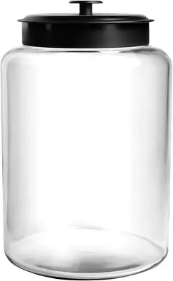 Anchor Hocking 2.5 Gallon Montana Glass Jar With Lid (2 Piece Black Metal Dish • $59.90