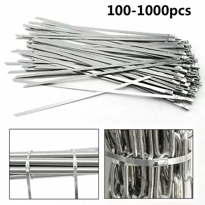 1000Pcs 12  16  18  Stainless Steel Metal Cable Zip Tie Self Lock Strap Strong • $106.99