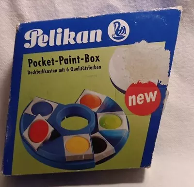 Vtg New Old Stock PELIKAN Pocket-Paint -Box Plastic Travel Box 6 Vibrant Tones. • $30