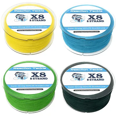 Reaction Tackle Pro 8 Strand Braided Fishing Line Saltwater Or Freshwater Hi Vis • $19.99