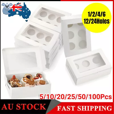 1/2/4/6/12/24Holes Cupcake Box Window Face Muffin Wedding Party Cup Cake Boxes • $10.89