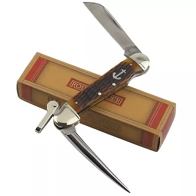 Rough Ryder Amber Jigged Bone Handles Marlin Spike Pocket Knife RR535 • $21.25