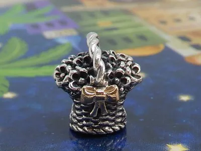 Retired Pandora Sterling Silver And 14K Gold Forever Bloom Basket Bead -790960 • £108