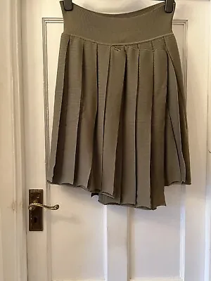 New PRINGLE OF SCOTLAND Green/Sage 100 % Wool Knit Pleated Kilt Look SkirtLarge • $63.13