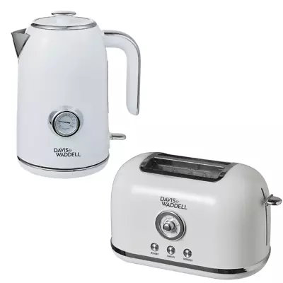 Davis & Waddell Retro Electric Kettle And Bread Toaster Set 2-slices White • $219.90