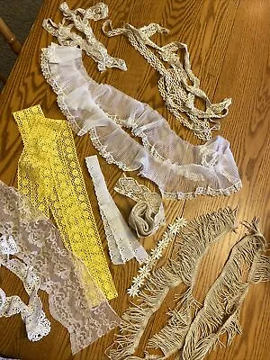 Large Lot Antique Vintage Edging Trim Lace Fringed Cording For Sewing & Crafts • $34.99