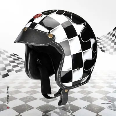 DOT Open Face Motorcycle Helmet Low Profile Vintage Helmet Fiberglass Shell  • $256.95