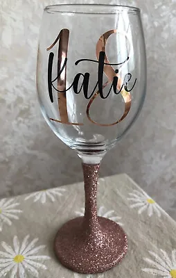 £7.99 • Buy Personalised Glitter Wine Glass Birthday Gift Wrapped 18th 21st 30th 40th