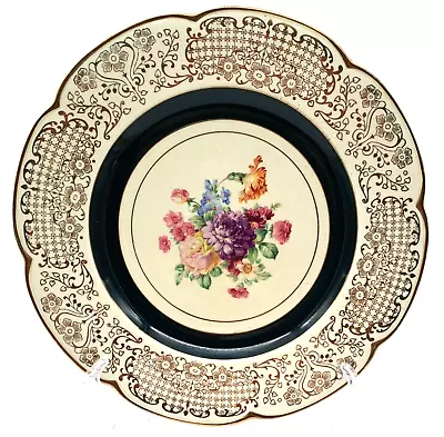 Woods Ivory Ware Plate C.1930 Vintage Central Bouquet With Gold Gilding Details • £8.99