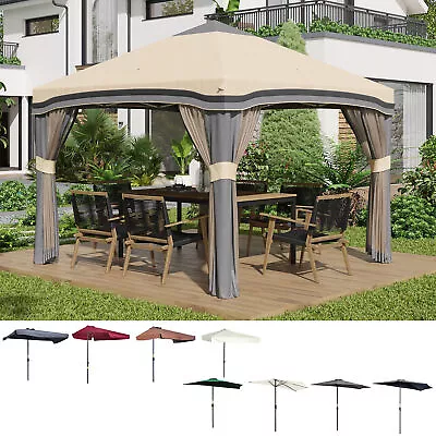 2.3m Half Round Parasol Umbrella Balcony Metal Frame Outdoor W/ Crank NO BASE • £49.99