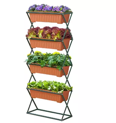 4-Tier Vertical Raised Garden Bed Flowers  Elevated Planter Box  Container Boxes • £39.99