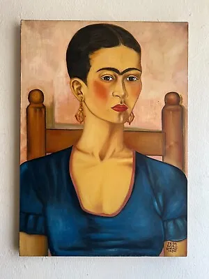 FRIDA KAHLO 20  X 28  OIL ON CANVAS PAINTING (HANDMADE) SIGNED AND STAMPED • $799