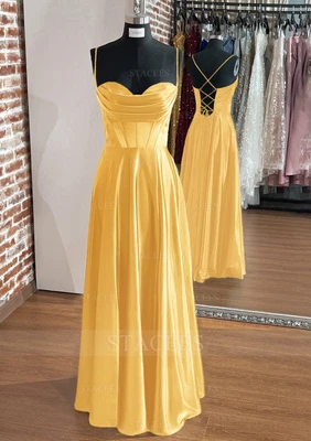 £135.37 • Buy STACEES A-line Sweetheart Sleeveless Long Prom Dress Pleated Slit Gold Sz 8 NWT