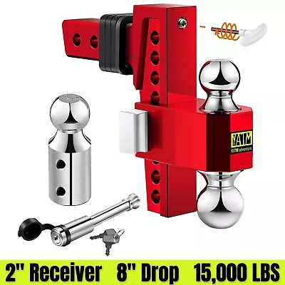 8  Adjustable Drop Hitch 2  Receiver Trailer Hitch For Truck ANTI-RATTLE RED • $170.99