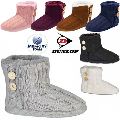 £14.95 • Buy Ladies Slippers Womens Ankle Boots New Knitted Winter Warm Fur Booties Size 3- 9