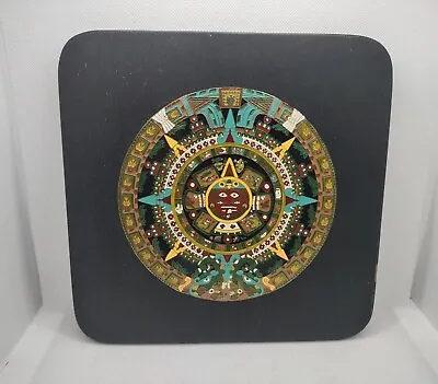 Mayan Aztec Calendar Wall Art Plaque Mexico Wood Base Legend On The Back • $29.95