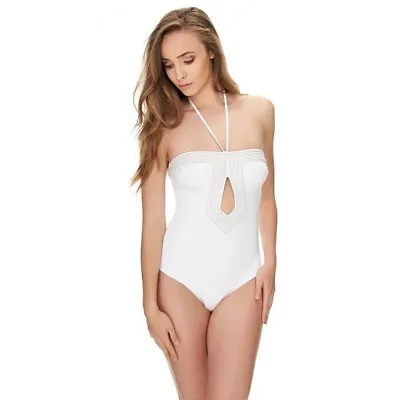 Huit Full In Love Blanc Soft Cup Padded Bandeau Swimsuit Size S / 10 • $19.20