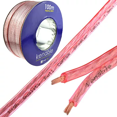 100m Speaker Cable 16AWG 1.5mm2 Pure OFC Copper Wire Clear Home Hifi Car Audio • £81.01