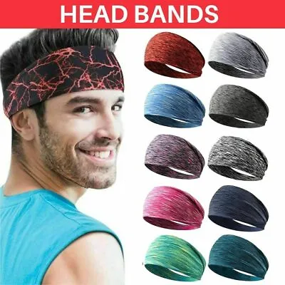 Ladies Men Elastic Wide Headband Sports Yoga Gym Running Hair Band Women's. • £3.89