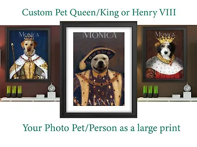 £14 • Buy Custom Personalised Pet / Your Photo As Portrait Queen/ King /Henry VIII/ Large 