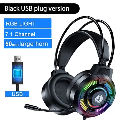 Gaming Headset Headphones USB Or 3.5mm Wired With Microphone RGB LED HiFi Stereo • $29.69
