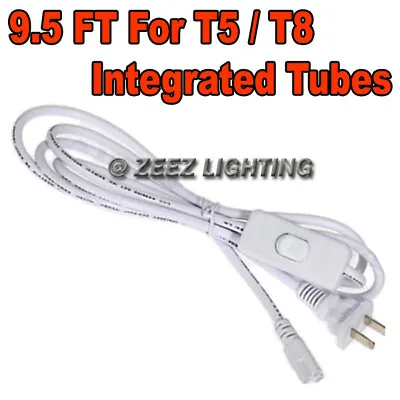 9.5FT AC Power Cord For T5/T8-Integrated LED Tube Light Bulb 2Ft/3Ft/4Ft/5Ft/8Ft • $6.12