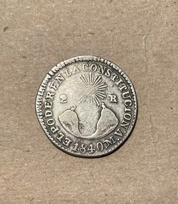 Ecuador - 1840MV Silver 2 Reales - Scarce Volcano Coin • $170