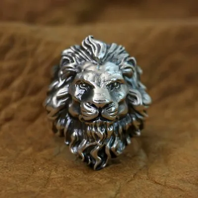 Huge 925 Sterling Silver King Of Lion Ring Mens Biker Punk Ring TA128A US 8~15 • $116