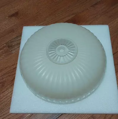 Round Glass Ceiling Light Shade Replacement Clear / Lt. Beige MCM 11 1/4” Vtg . • $12.50
