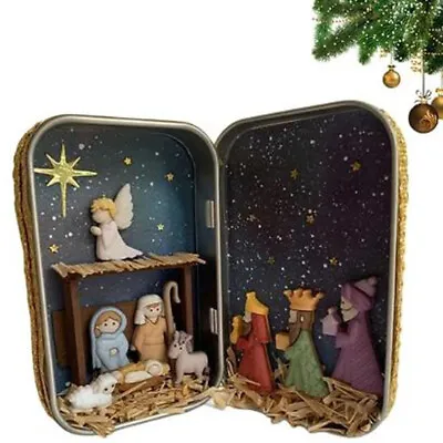 Christmas Nativity Scene Set With Figures Little Scene Tabletop Gift Home Decor • £13.99