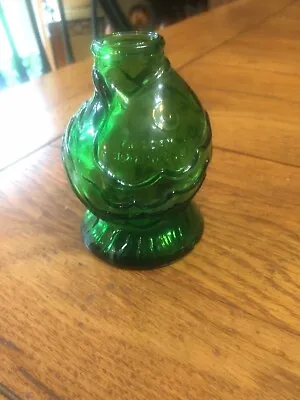 Vintage 3 1/2  Wheaton Green Glass Fish Bottle.catarrah Cure Tuscan Springs Cal • $15