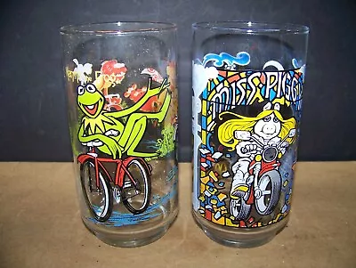 1981 McDonalds Great Muppet Caper Glasses  Kermit And Miss Piggy Lot Of 2 • $12.95