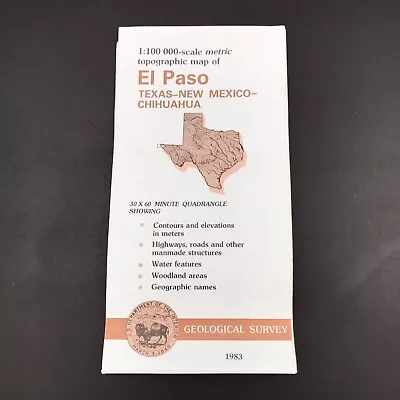 Vintage 1983 El Paso Texas New Mexico Topo Map Quadrangle Geological Survey Map • $9.99