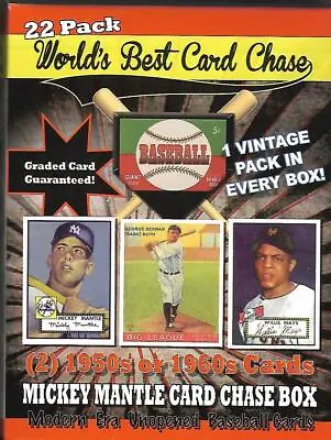 1952 Mantle Rookie Card Chase Box ;Graded Crd:22 Pcks;2 50/60 Crdsvintage Pack • $135