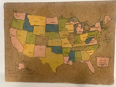 Vintage 1974 School Wall USA Map Cork • $74