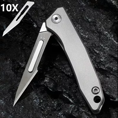 Titanium Foldable Knife Scalpel Blade Outdoor Camping Keychain Pocket EDC Tool • $19.99