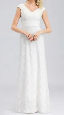 £26.99 • Buy Wedding Dress 2022 A Line V Neck Short Sleeve Floor Length Lace Sash | White