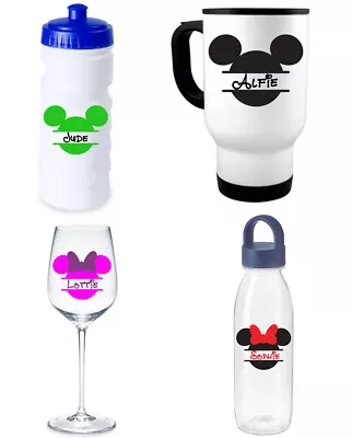 Micky Minnie Mouse Disney Vinyl Name Stickers Labels For Mug Bottle Glass • £2.40