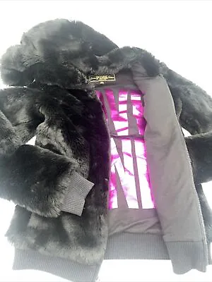 VICTORIA’S SECRET PINK FASHION SHOW LIMITED EDITION FAUX FUR COAT  Black Jacket • $45