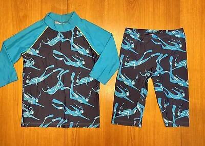 Mini Boden 7-8y Swimsuit Set Rashguard Swim Shorts Scuba Diver 7-8 Years • $35
