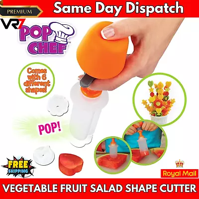 PUSH POP And EAT POP CHEF VEGETABLE FRUIT SALAD SHAPE CUTTER Kitchen Slicer • £11.99