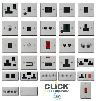 £9.98 • Buy Click Deco Victorian Polished Chrome Switches & Sockets Full Range Black Inserts