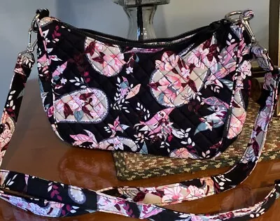 Vera Bradley Frannie Crescent Crossbody Shoulder Bag Botanical Paisley NWT Black • $39.99
