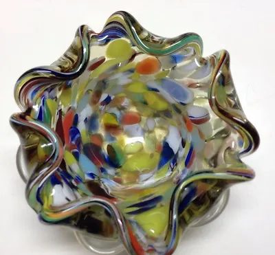 Vintage Ash Tray Glass Bowl Marble Style Maybe Old Murano • $60