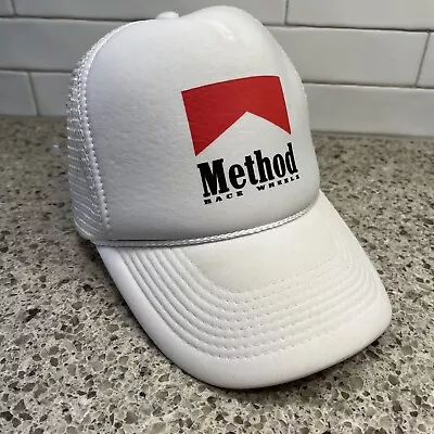 Vintage Method Race Wheels White Marlboro Style SnapBack Trucker Hat • $11.99