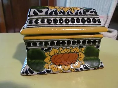 Vintage Talavera Hand Painted Pottery Trinket Treasure Box With Lid Signed • $25