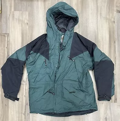 Vintage EMS Eastern Mountain Sports Hooded Goretex XL Jacket Green Broken Zipper • $34.95